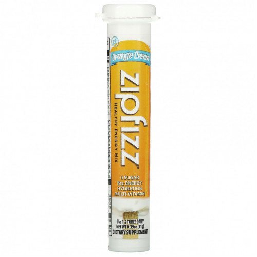 Zipfizz, Healthy Energy With Vitamin B12, Orange Cream, 20 Tubes, 11 g Each