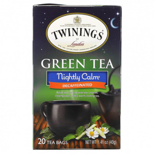 Twinings, Nightly Calm, зеленый чай без кофеина, полученный природным способом, 20 пакетиков, 40 г (1,41 унции)