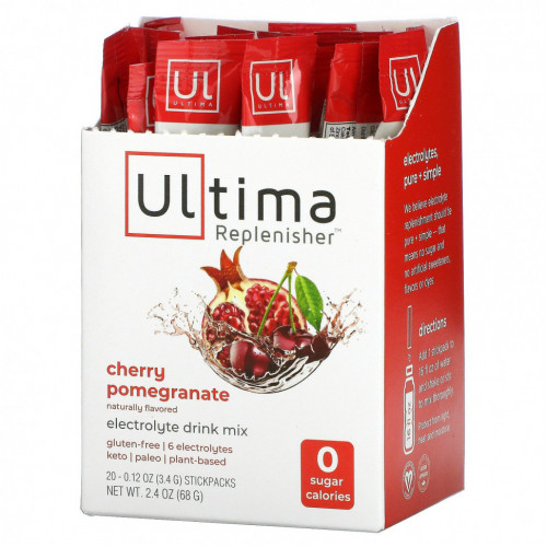 Ultima Replenisher, Электролитный порошок, вишня и гранат, 20 пакетиков по 3,4 г (0,12 унции)