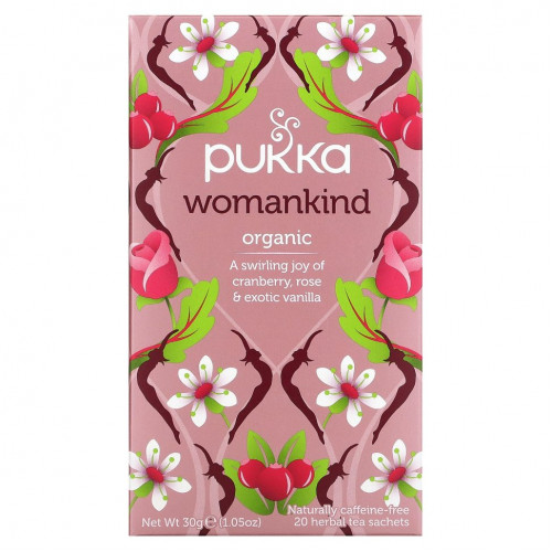 Pukka Herbs, Womankind, без кофеина, 20 пакетиков-саше с травяным чаем, 1,05 унц. (30 г)