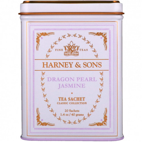 Harney & Sons, Качественные сорта чая, чай с жасмином Dragon Pearl, 20 чайных саше, 40 г (1,4 унции)