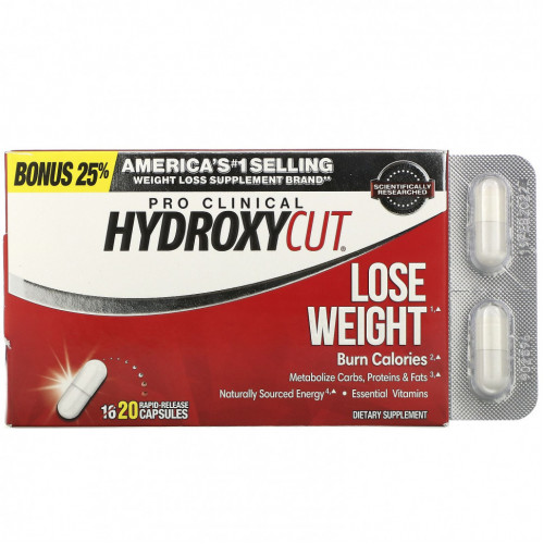 Hydroxycut, Pro Clinical Hydroxycut, для снижения веса, 20 капсул с быстрым высвобождением