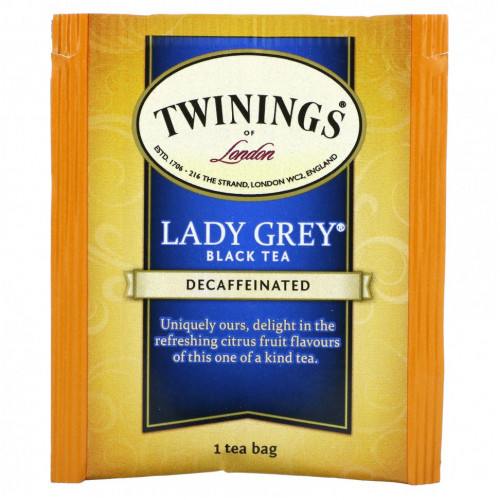 Twinings, Lady Grey, черный чай, без кофеина, 20 чайных пакетиков, 40 г (1,41 унции)