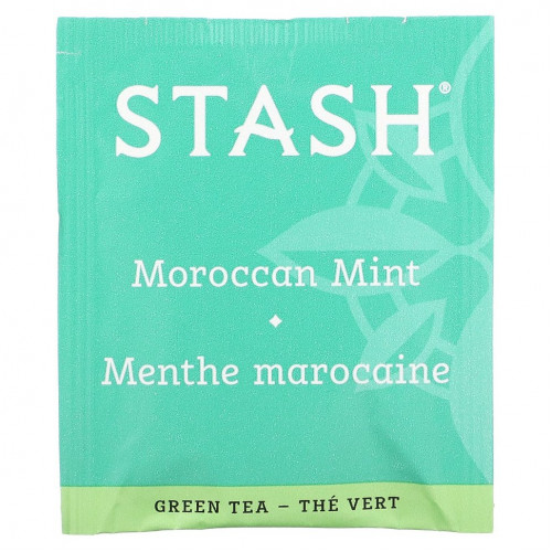 Stash Tea, зеленый чай, марокканская мята, 20 чайных пакетиков, 26 г (0,9 унции)