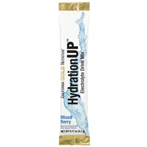 California Gold Nutrition, HydrationUP, смесь для приготовления электролитического напитка, ягодный микс, 20 пакетиков, 4,7 г (0,17 унции) в каждом