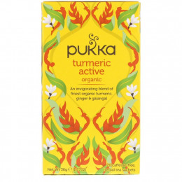 Pukka Herbs, Organic Turmeric Active, без кофеина, 20 пакетиков травяного чая, 36 г (1,27 унции)