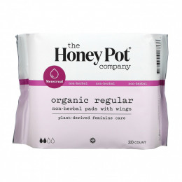 The Honey Pot Company, Organic Regular Non-Herbal Pads With Wings, 20 Count