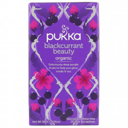 Pukka Herbs, Blackcurrant Beauty, органический чай с черной смородиной, без кофеина, 20 пакетиков с фруктовым чаем, 38 г (1,34 унции)