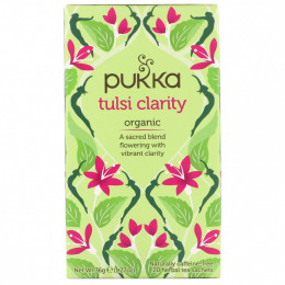 Pukka Herbs, Organic Tulsi Clarity, без кофеина, 20 пакетиков травяного чая, 1,27 унции (36 г)