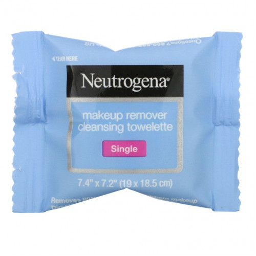 Neutrogena, очищающие салфетки для снятия макияжа, одиночные, 20 влажных салфеток