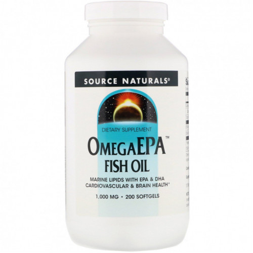 Source Naturals, рыбий жир OmegaEPA, 1000 мг, 200 капсул