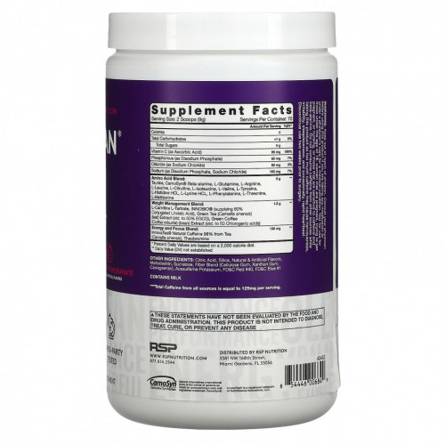 RSP Nutrition, AminoLean, аминокислоты + Anytime Energy, ежевика и гранат, 630 г (22,22 унции)