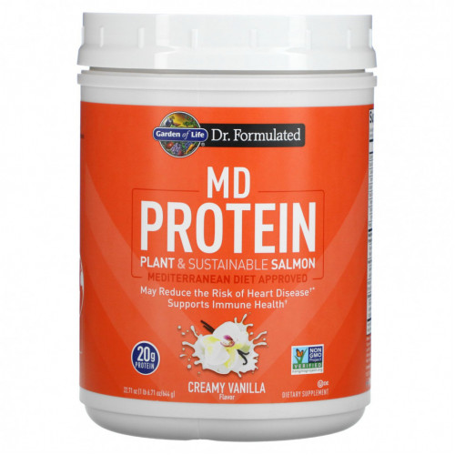 Garden of Life, MD Protein, растительный и экологически чистый лосось, сливочная ваниль, 644 г (22,71 унции)