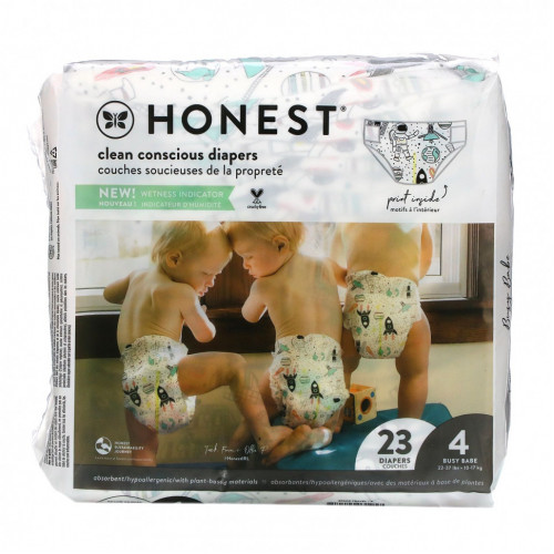 The Honest Company, Honest Diapers, Size 4, 22 - 37 Pounds, Space Travel, 23 Diapers