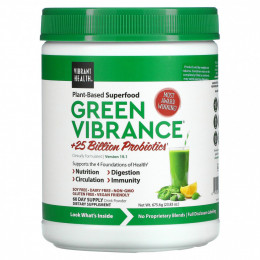 Vibrant Health, Green Vibrance +25 млрд пробиотиков, версия 19.1, 675,6 г (23,83 унции)