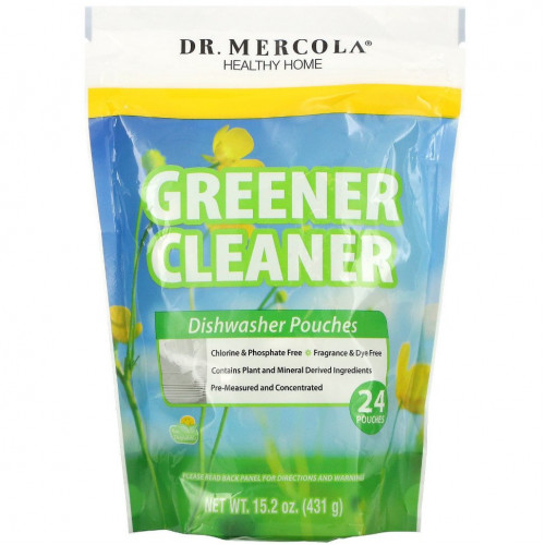 Dr. Mercola, Greener Cleaner, пакетики для посудомоечной машины, 24 пакетика, 431 г (15,2 унции)