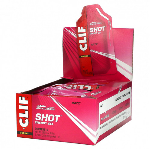 Clif Bar, Энергетический гель Shot, Razz, 24 пакета, весом 34 г (1,20 унции) каждый