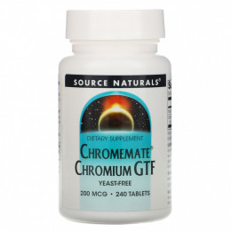 Source Naturals, Chromemate, GTF, хром, 200 мкг, 240 таблеток