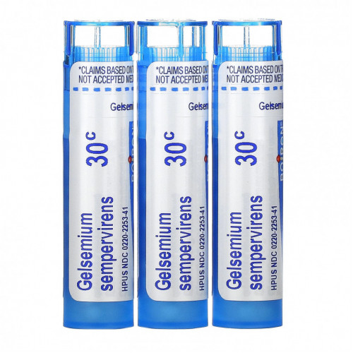 Boiron, Gelsemium, Nervous Stress Relief, Meltaway Pellets, 3 Tubes, Approx. 80 Pellets Each