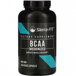 Sierra Fit, микронизированные BCAA, аминокислоты с разветвленной цепью, 500 мг, 240 растительных капсул