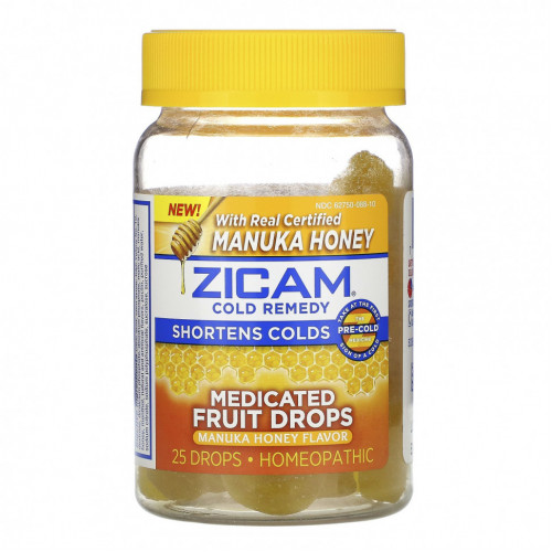 Zicam, Средство от простуды, лечебные фруктовые капли, мед манука, 25 капель