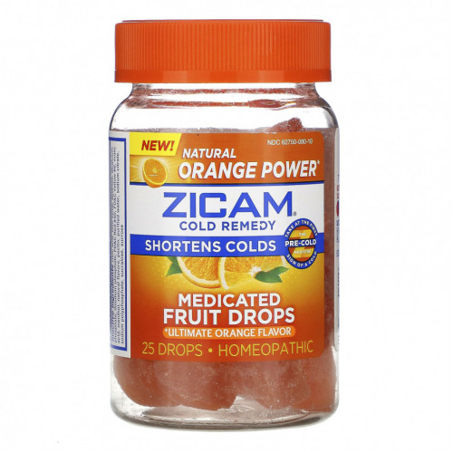 Zicam, Cold Remedy, лечебные фруктовые капли, превосходный апельсин, 25 капель