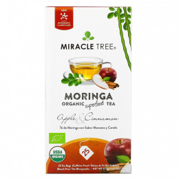 Miracle Tree, Moringa Organic Superfood Tea, яблоко и корица, без кофеина, 25 чайных пакетиков, 37,5 г (1,32 унции)