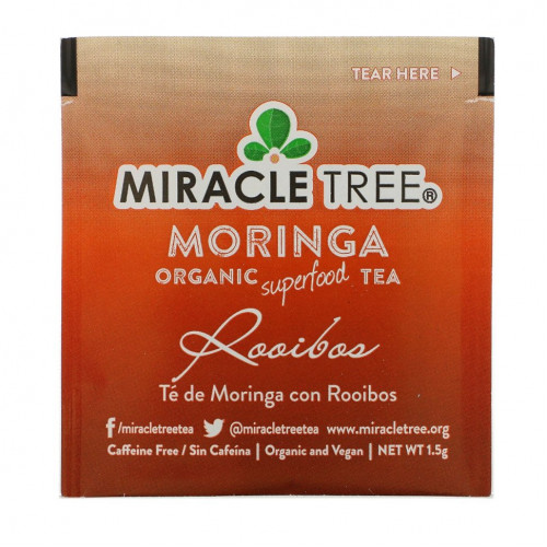 Miracle Tree, Moringa Organic Superfood Tea, ройбуш, без кофеина, 25 чайных пакетиков, 37,5 г (1,32 унции)