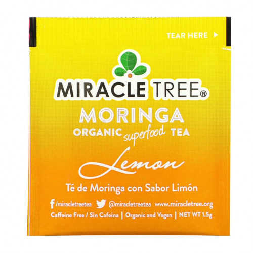 Miracle Tree, Moringa Organic Superfood Tea, лимон, без кофеина, 25 чайных пакетиков, 37,5 г (1,32 унции)