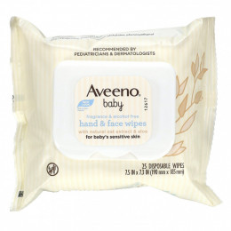 Aveeno, Салфетки для рук и лица для малышей, 25 одноразовых салфеток