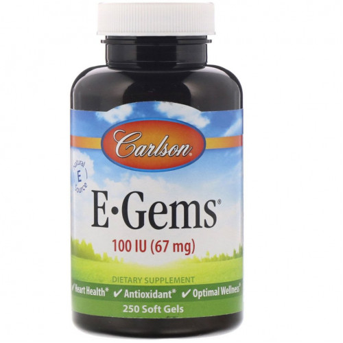 Carlson Labs, E-Gems, 67 мг (100 МЕ), 250 капсул