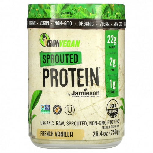 Jamieson Natural Sources, IronVegan, протеин из ростков, французская ваниль, 750 г (26,4 унции)