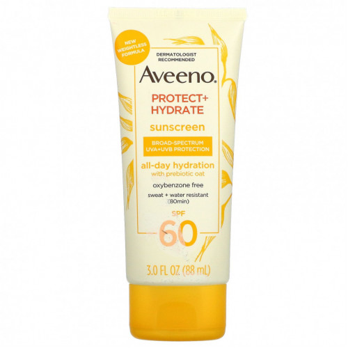 Aveeno, Protect + Hydrate, Солнцезащитный крем, SPF 60, 3 жидких унции (88 мл)