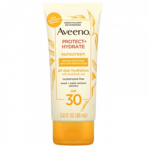 Aveeno, Солнцезащитное средство для защиты и увлажнения, SPF 30, 88 мл (3 жидк. Унции)