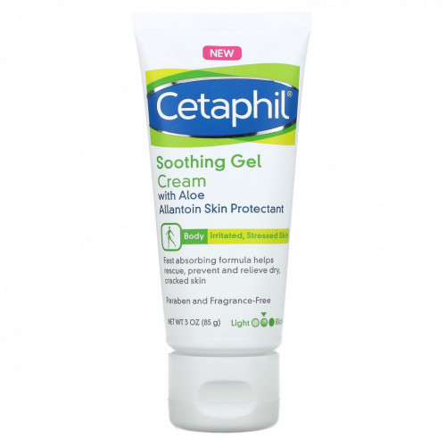 Cetaphil, Успокаивающий гель-крем с алоэ, средний, без отдушек, 85 г (3 унции)