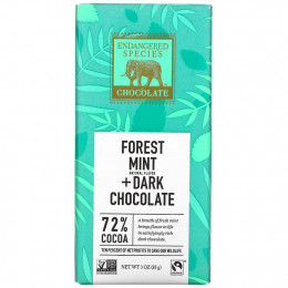 Endangered Species Chocolate, лесная мята + черный шоколад, 72% какао, 85 г (3 унции)