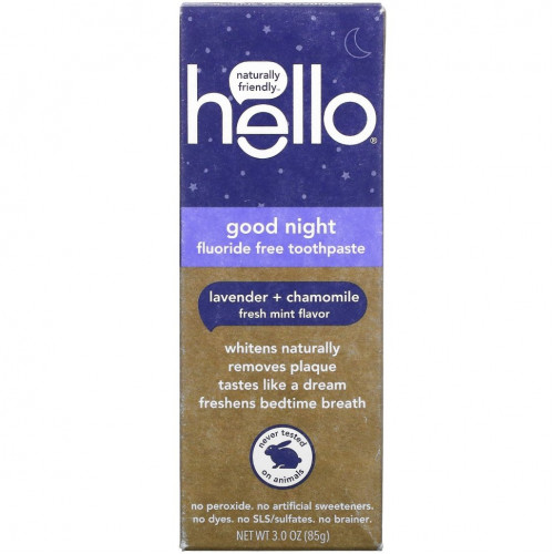 Hello, Good Night, Fluoride Free Toothpaste, Lavender + Chamomile, 3 oz (85 g)