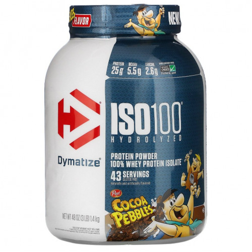 Dymatize Nutrition, ISO100, гидролизованный 100% изолят сывороточного протеина, шоколадный вкус, 1,4 кг (3 фунта)