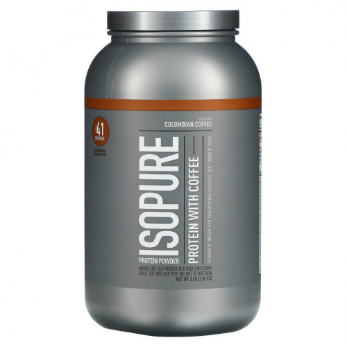 Isopure, Белковый порошок с кофе, колумбийский кофе, 3 фунта (1361 г)