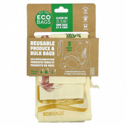 ECOBAGS, многоразовые мешочки для продуктов и круп, 3 шт.