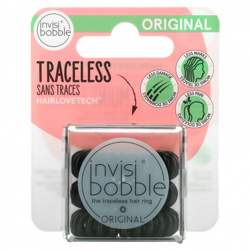 Invisibobble, Original, бесследное кольцо для волос, черный, 3 шт. В упаковке