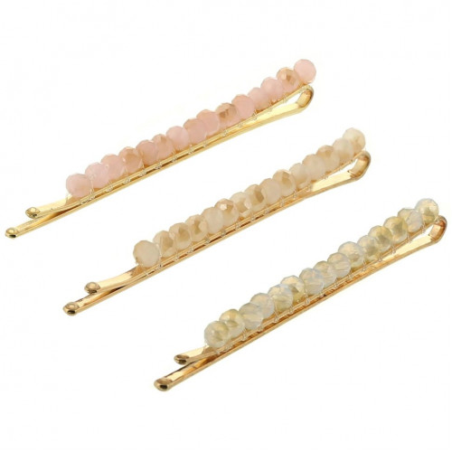 Kitsch, Beaded Bobby Pins, Blush/Mauve, 3 Pieces