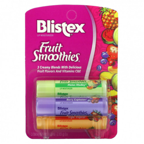 Blistex, Fruit Smoothies, увлажняющий бальзам для губ, 3 стика по 2,83 г (0,10 унции) каждый