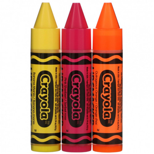 Lip Smacker, Crayola, бальзам для губ, трио в упаковке, 3 шт., 4,0 г (0,14 унции)