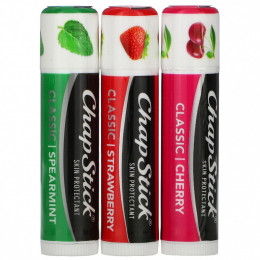 Chapstick, Защитный бальзам для губ, классическая коллекция, 3 тюбика по 4 г