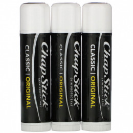 Chapstick, Защитный бальзам для губ, классическая коллекция, 3 тюбика по 4 г