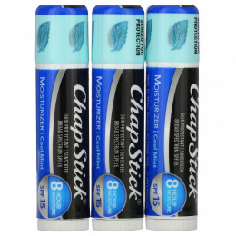 Chapstick, Защитное средство для губ 2-в-1, SPF 15, холодная мята, 3 палочки, 4 г (0,15 унции)