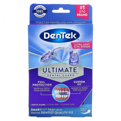 DenTek, Ultimate Dental Guard, ультралегкий / тонкий дизайн, 1 защитный кожух + 1 футляр для хранения + 1 лоток SmartFit