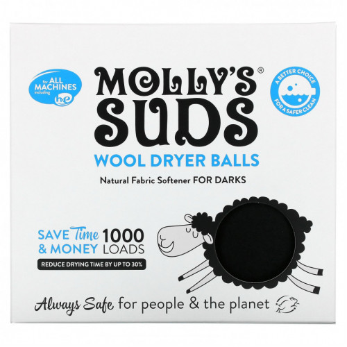 Molly's Suds, шарики для сушки белья, для темных тканей, 3 штуки