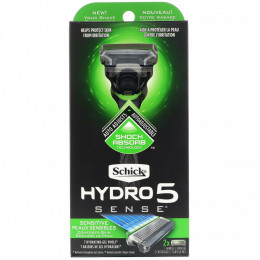 Schick, Hydro 5 Sense, бритва, для чувствительной кожи, 1 бритва, 2 кассеты